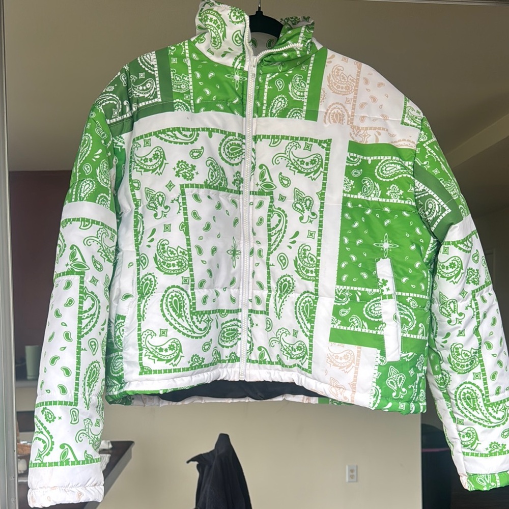 Green And White Paisley Patchwork Jacket - image 1